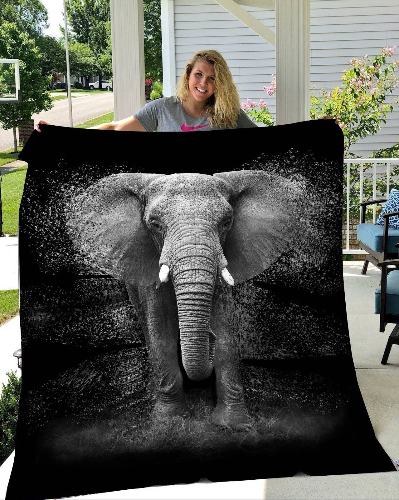 Elephant Sherpa Fleece Blanket