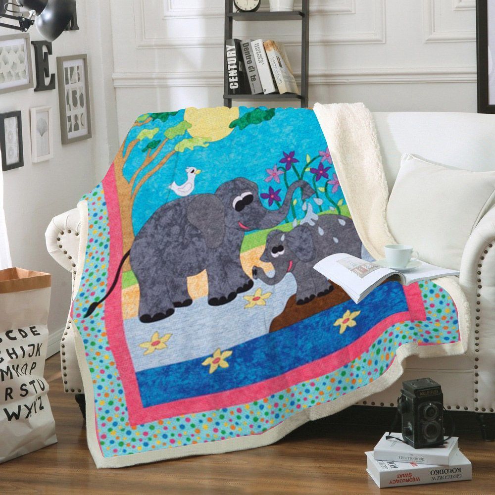 Elephant Sherpa Fleece Blanket