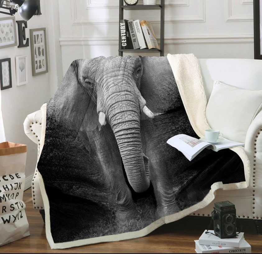 Elephant Sherpa Fleece Blanket