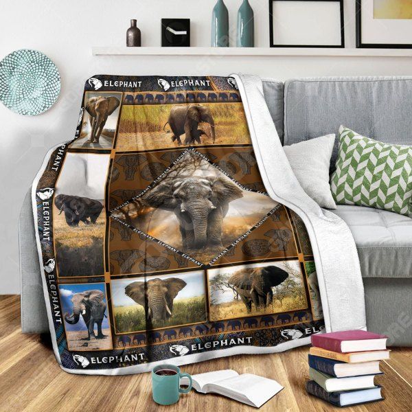 Elephant Sherpa Fleece Blanket