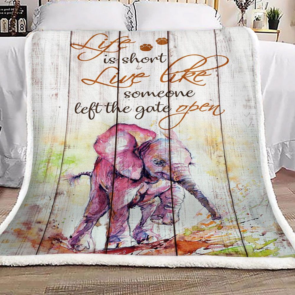 Elephant Sherpa Fleece Blanket