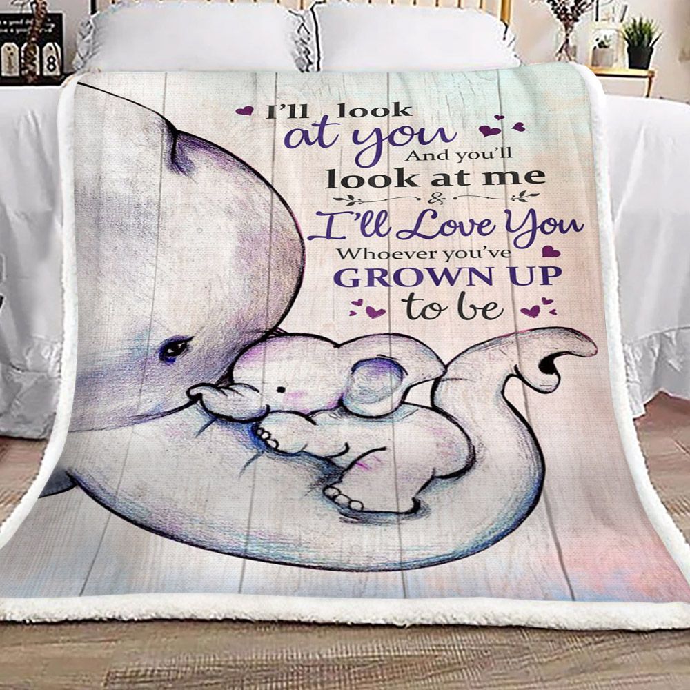 Elephant Sherpa Fleece Blanket