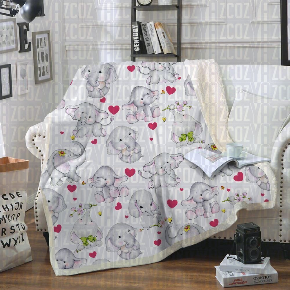 Elephant Sherpa Fleece Blanket
