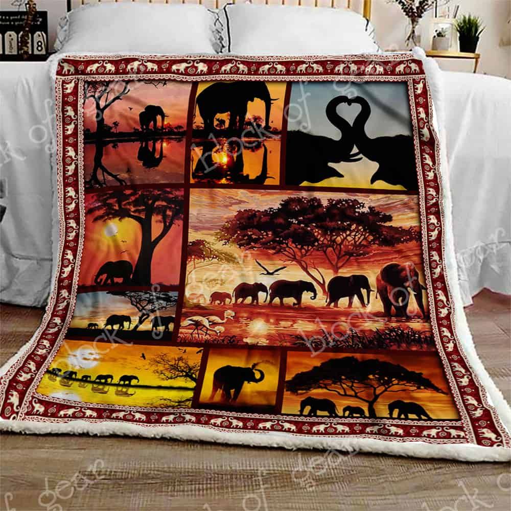 Elephant Sherpa Fleece Blanket