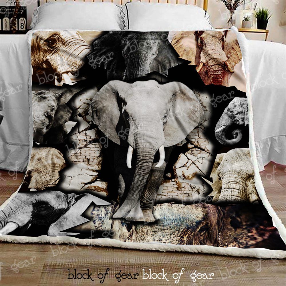 Elephant Sherpa Fleece Blanket