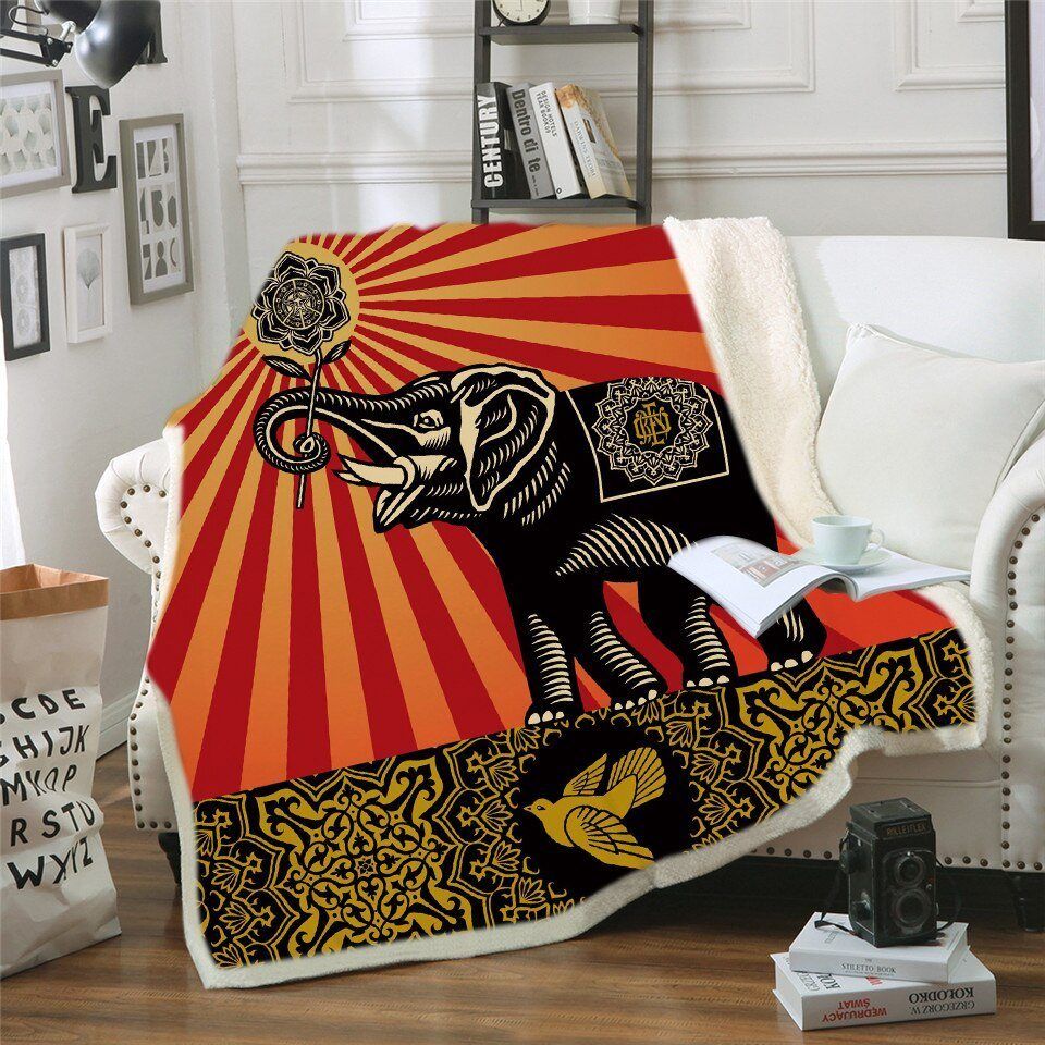 Elephant Sherpa Fleece Blanket