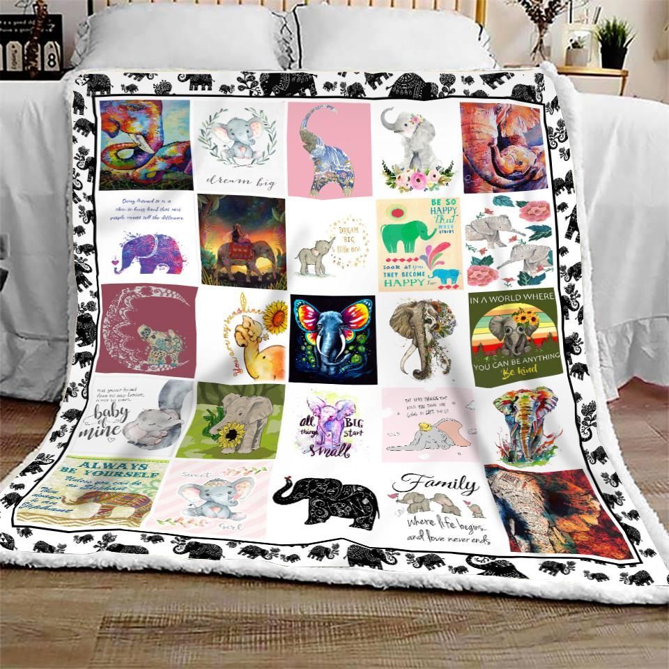 Elephant Sherpa Fleece Blanket