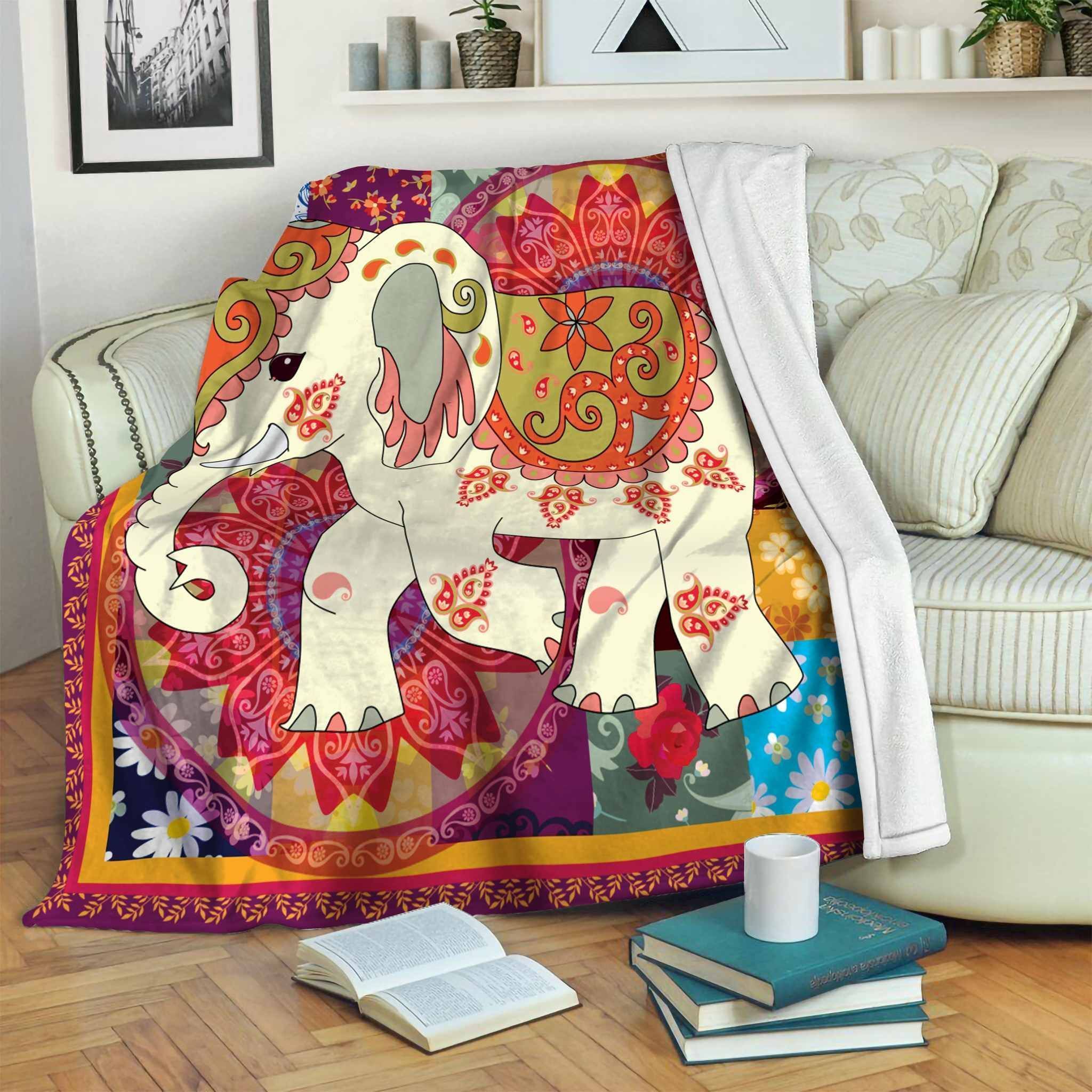 Elephant Sherpa Fleece Blanket