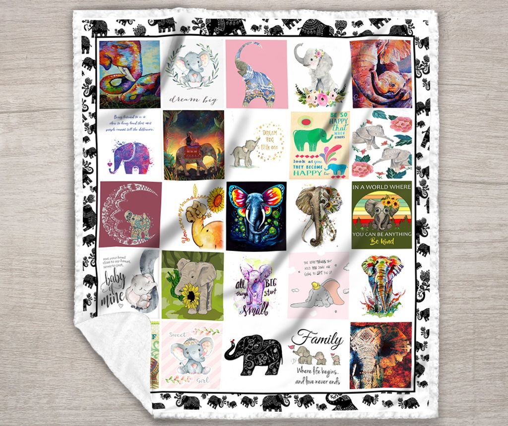 Elephant Sherpa Fleece Blanket