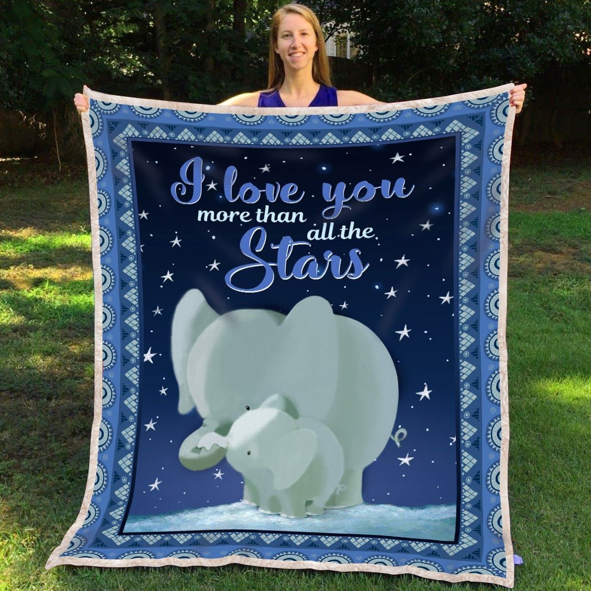Elephant Sherpa Fleece Blanket