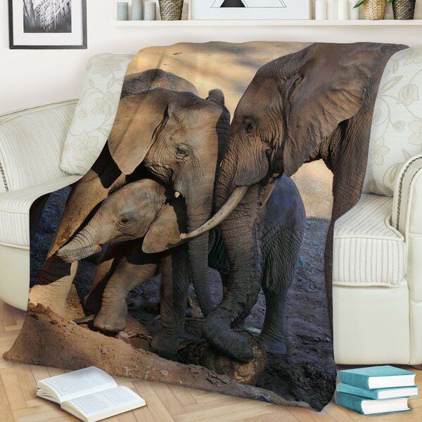 Elephant Sherpa Fleece Blanket