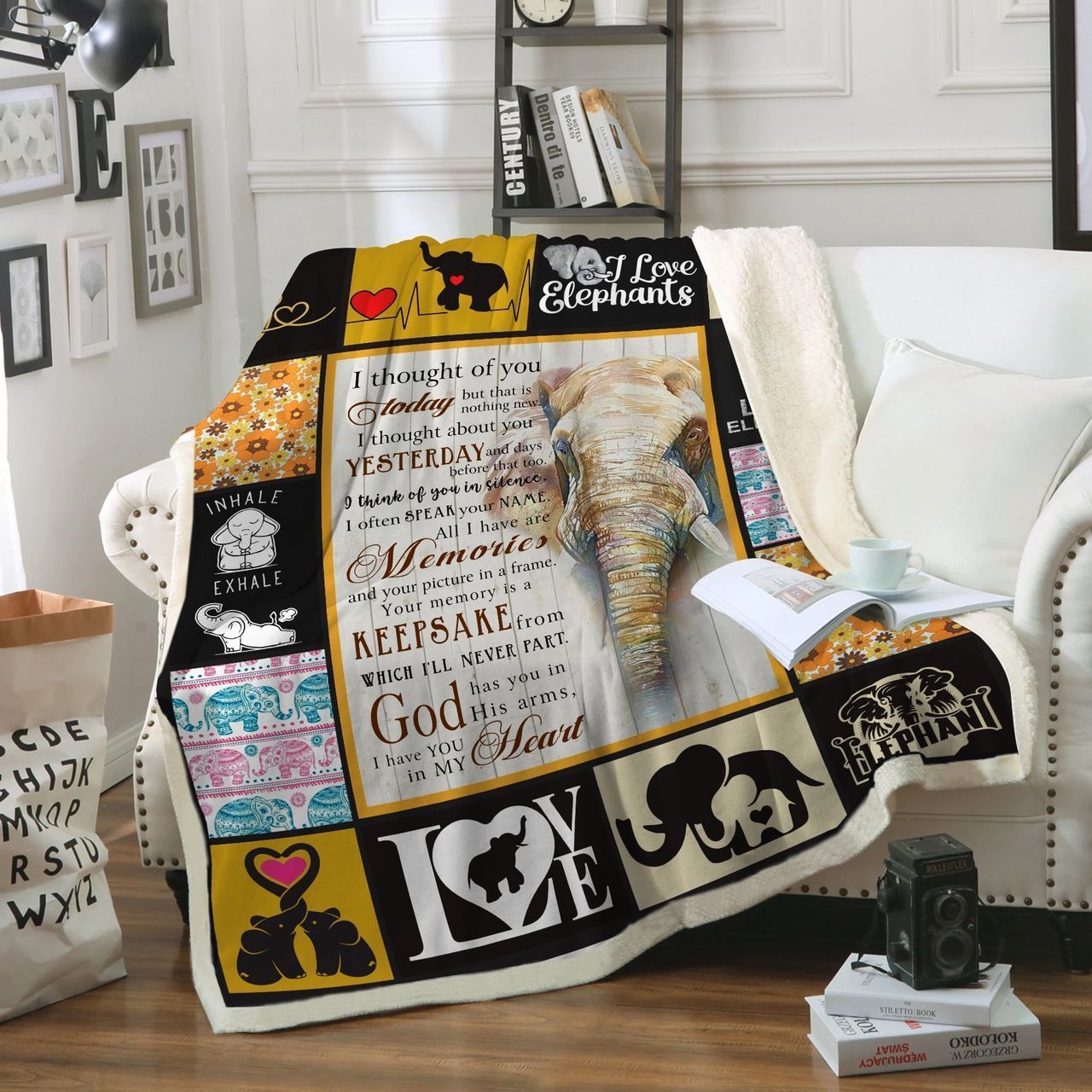 Elephant Sherpa Fleece Blanket