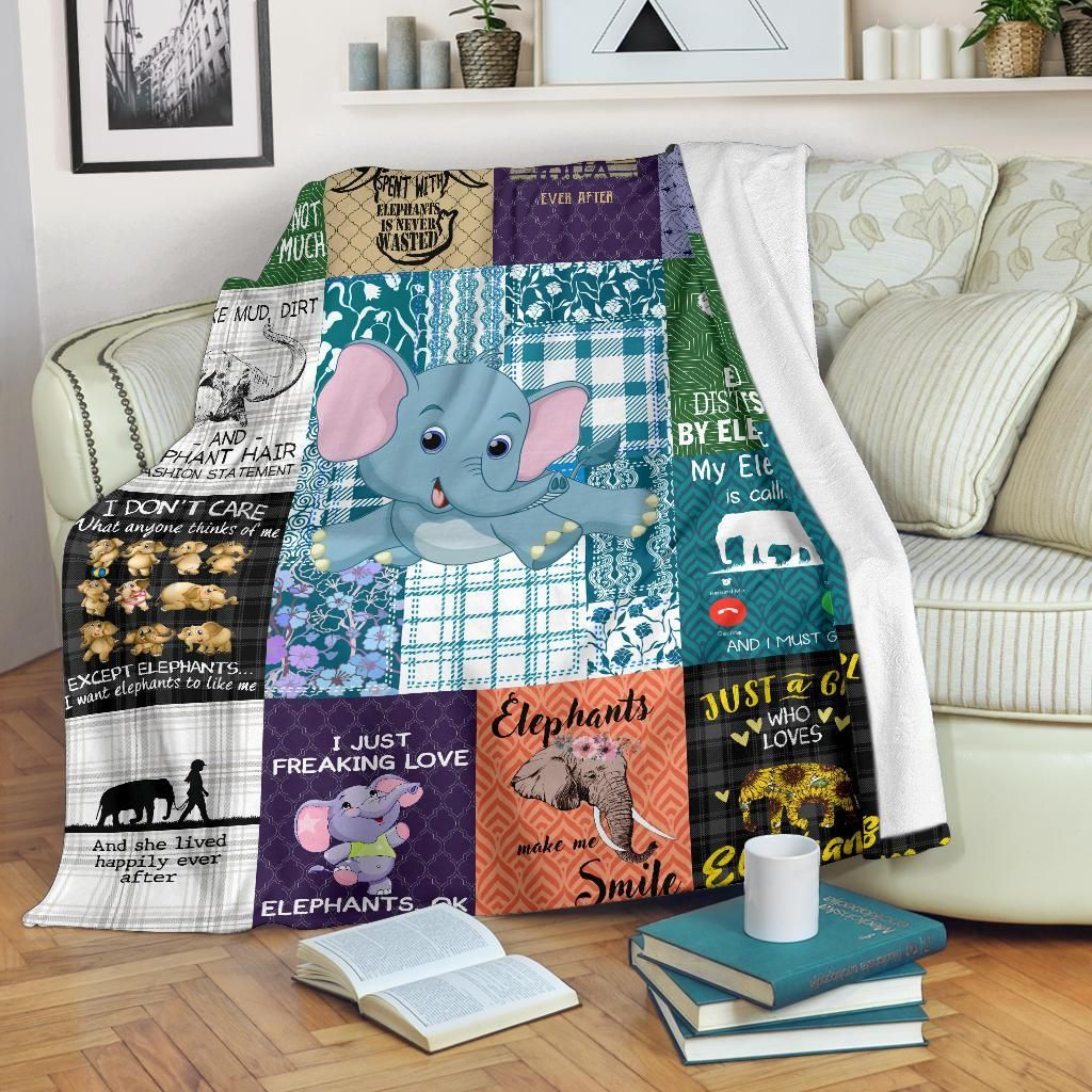 Elephant Sherpa Fleece Blanket