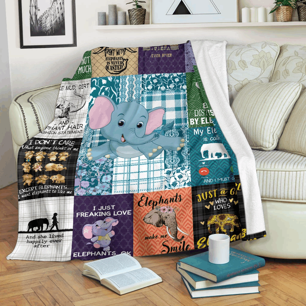Elephant Sherpa Fleece Blanket