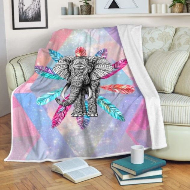 Elephant Sherpa Fleece Blanket