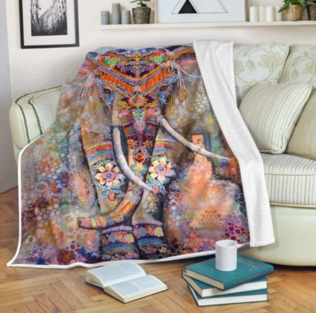Elephant Sherpa Fleece Blanket