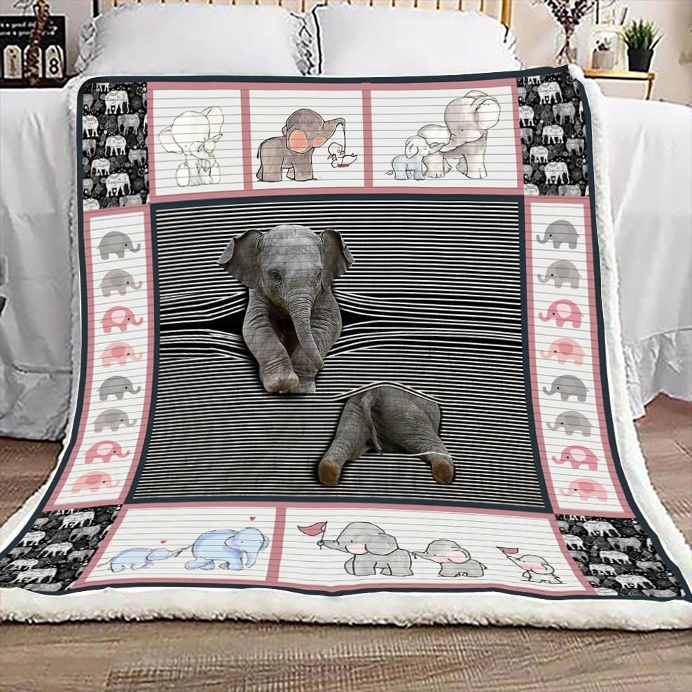 Elephant Sherpa Fleece Blanket
