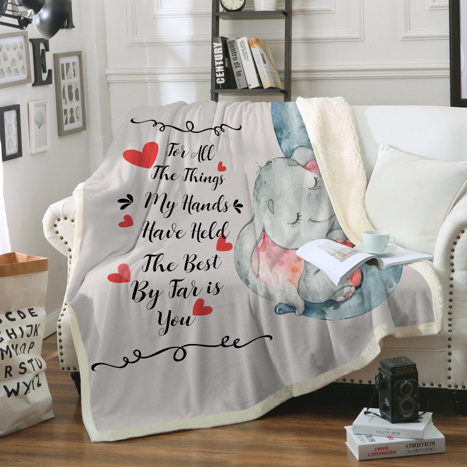 Elephant Sherpa Fleece Blanket
