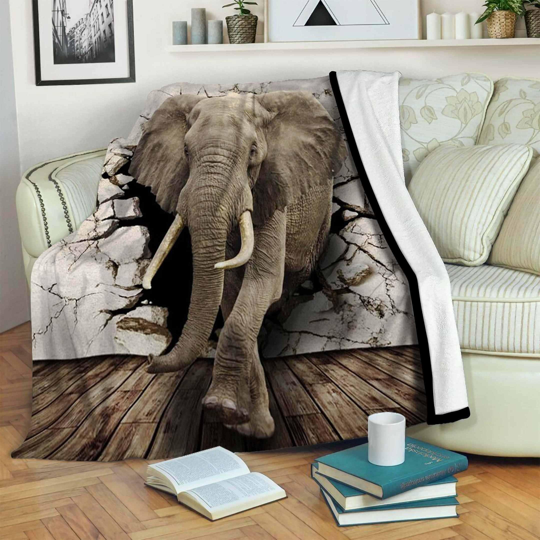 Elephant Sherpa Fleece Blanket