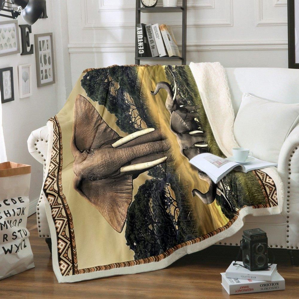 Elephant Sherpa Fleece Blanket