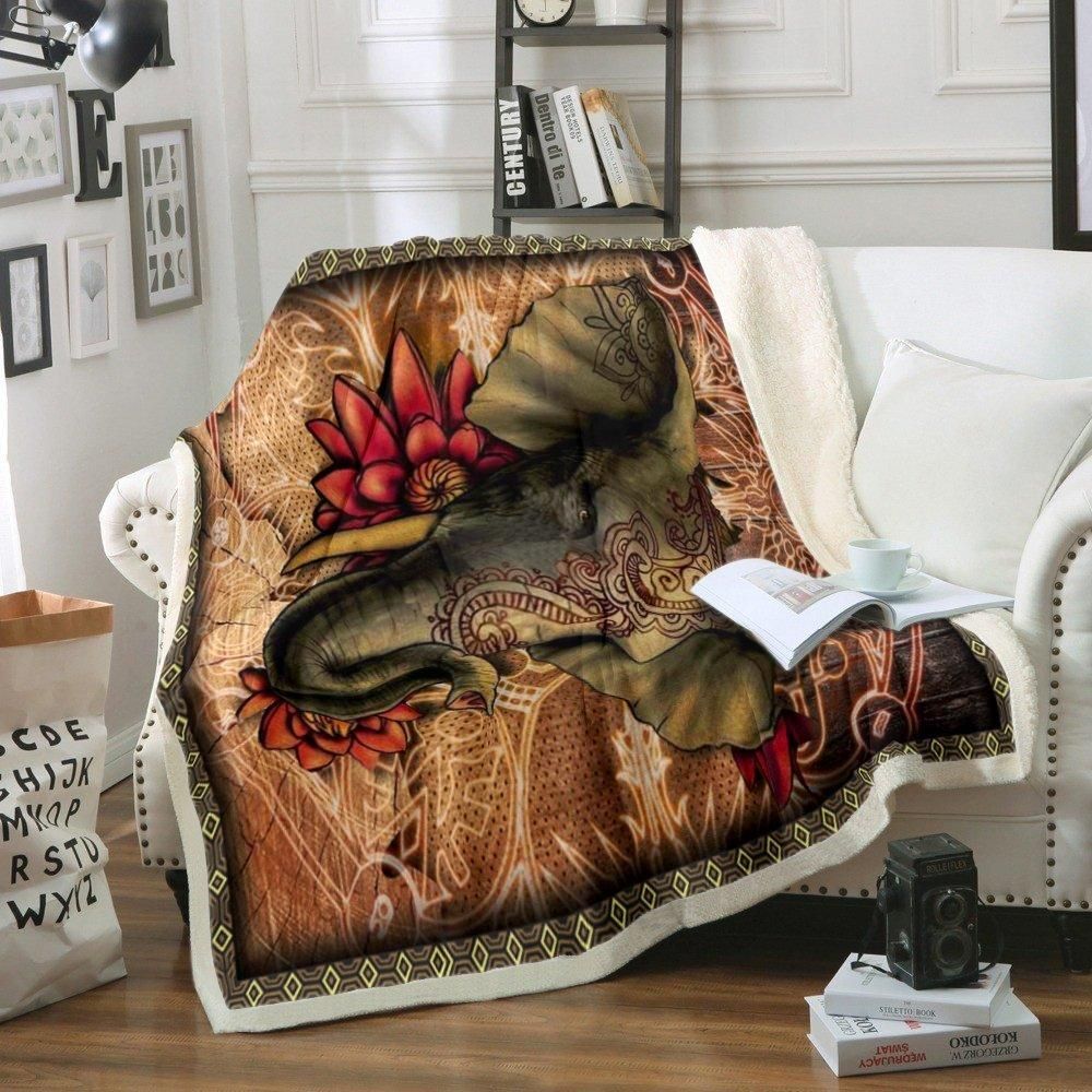 Elephant Sherpa Fleece Blanket