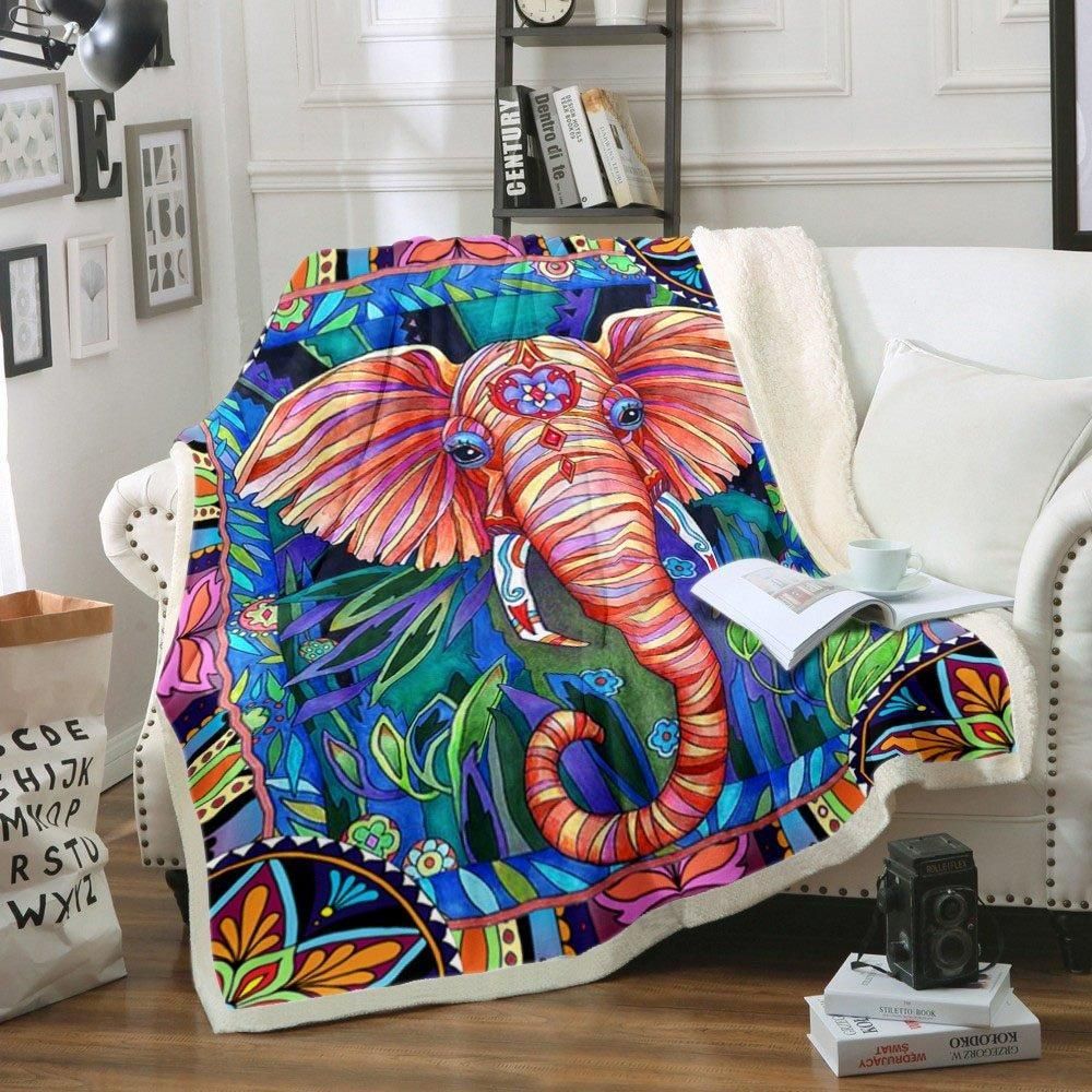 Elephant Sherpa Fleece Blanket