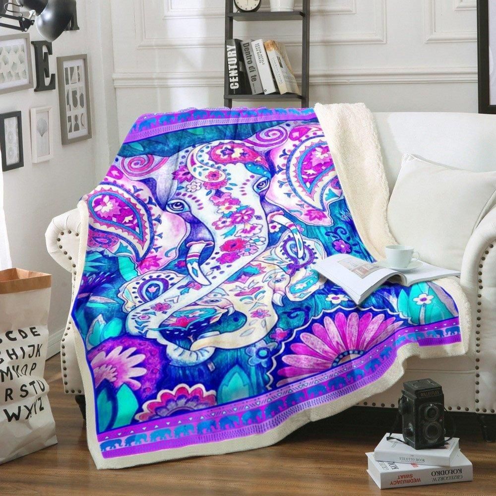 Elephant Sherpa Fleece Blanket