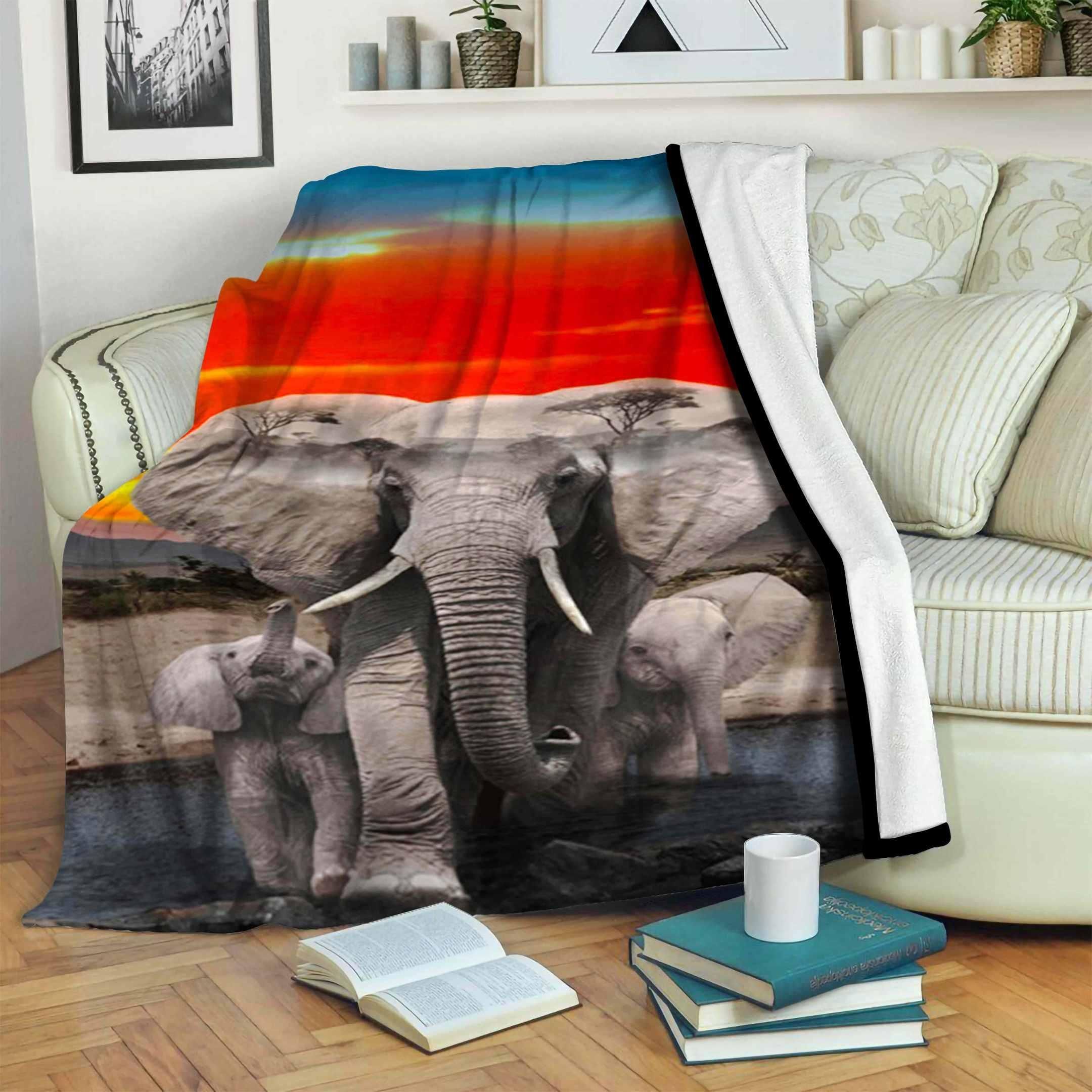 Elephant Sherpa Fleece Blanket