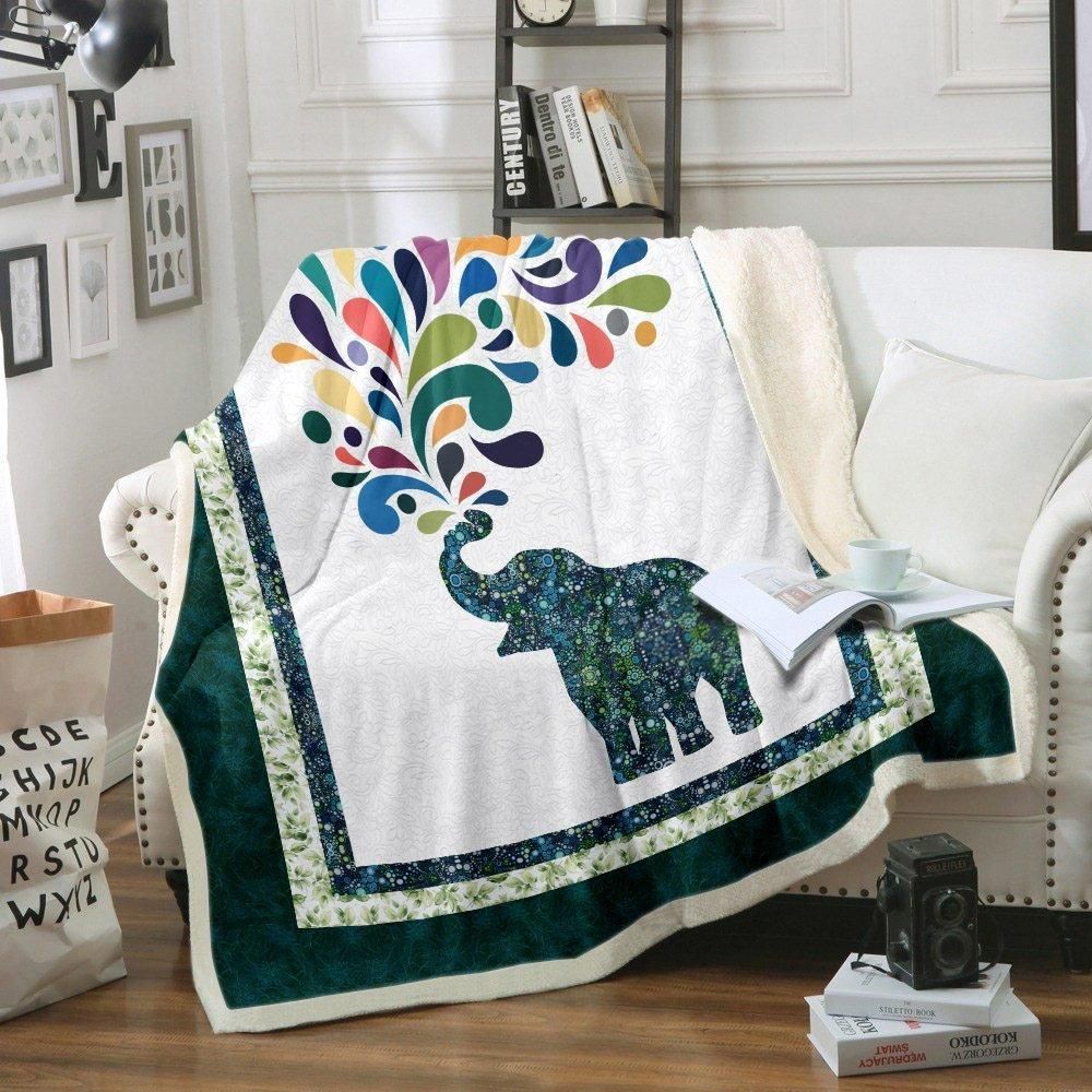Elephant Sherpa Fleece Blanket