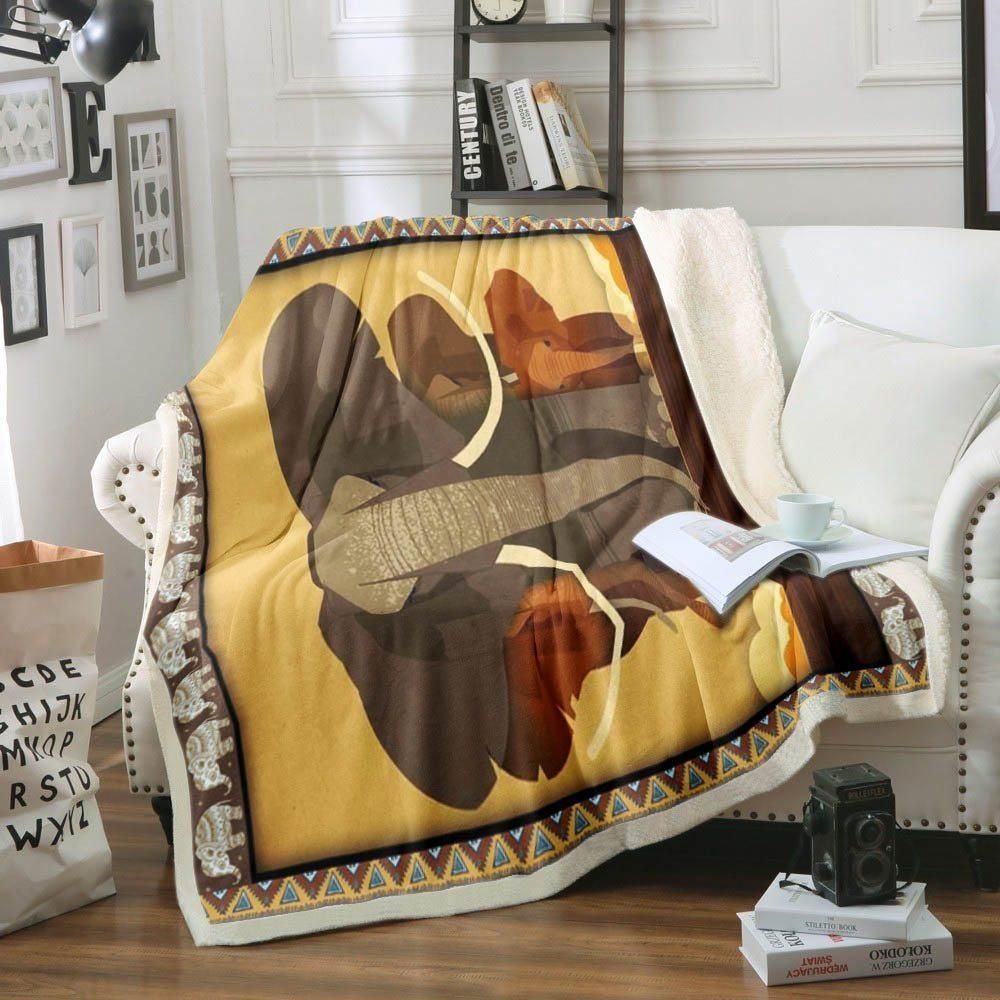 Elephant Sherpa Fleece Blanket