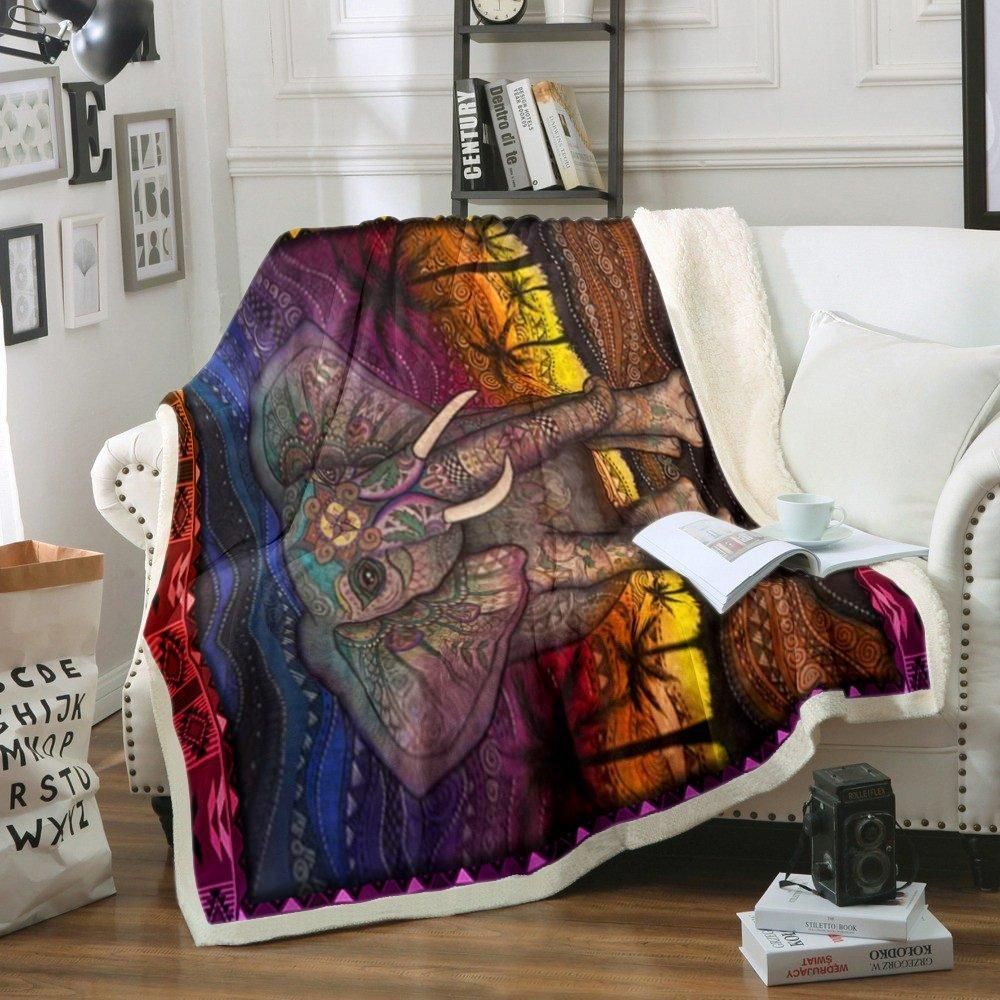 Elephant Sherpa Fleece Blanket