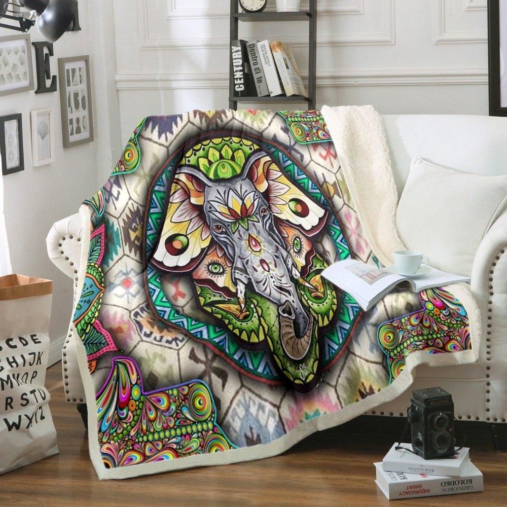 Elephant Sherpa Fleece Blanket