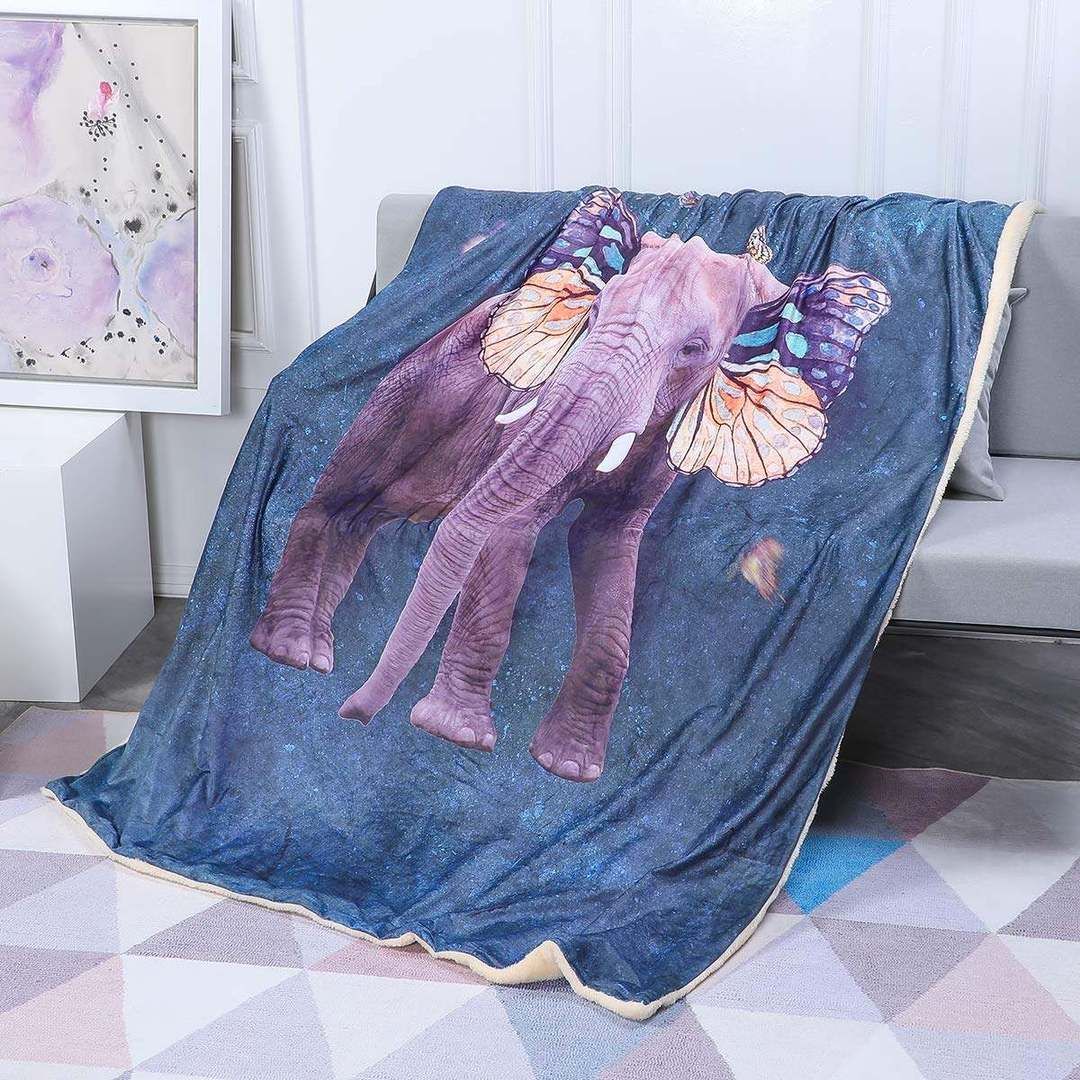 Elephant Sherpa Fleece Blanket