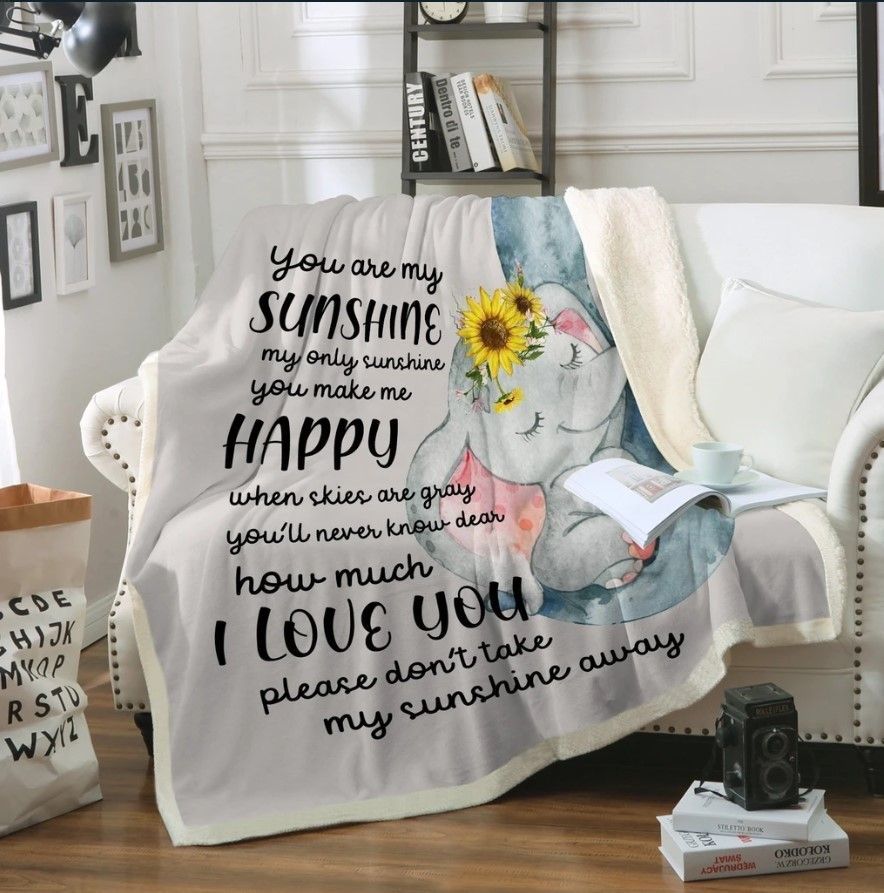 Elephant Sherpa Fleece Blanket