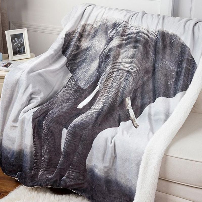 Elephant Sherpa Fleece Blanket
