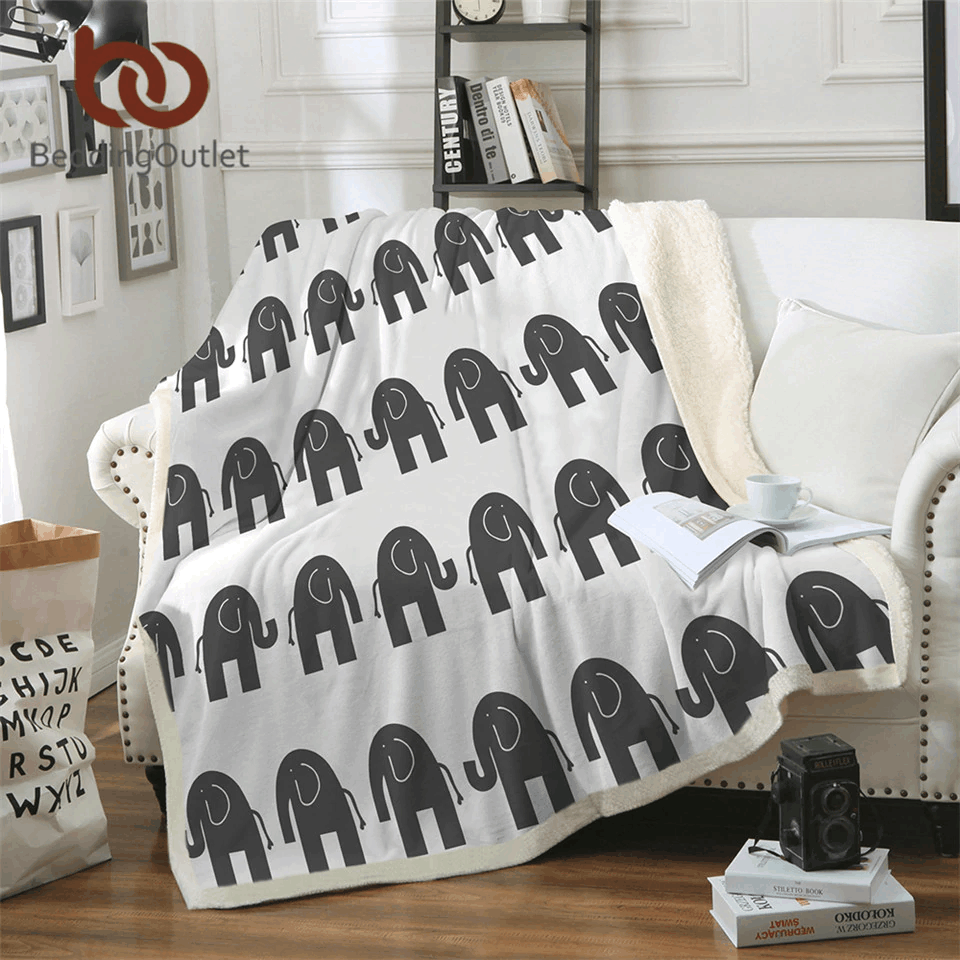 Elephant Sherpa Fleece Blanket