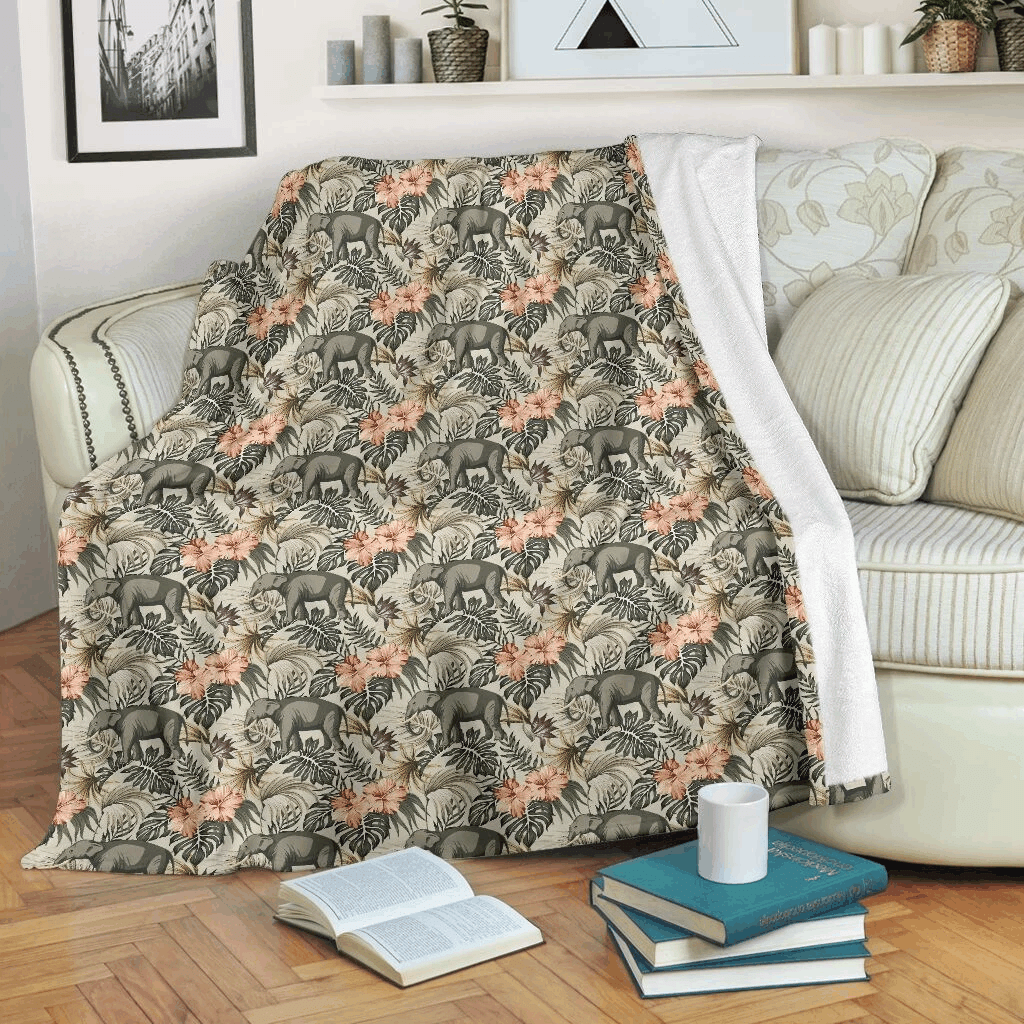 Elephant Sherpa Fleece Blanket