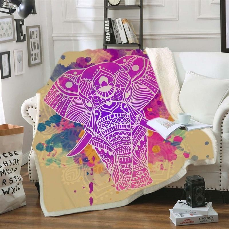 Elephant Sherpa Fleece Blanket