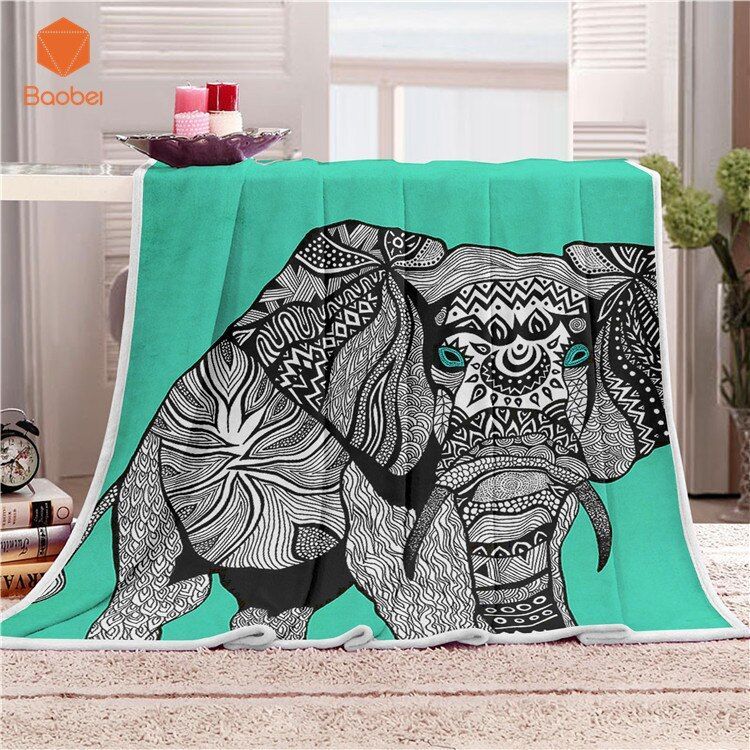 Elephant Sherpa Fleece Blanket