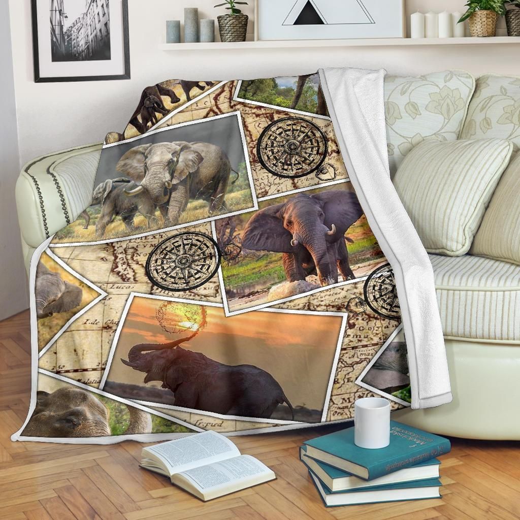 Elephant Sherpa Fleece Blanket