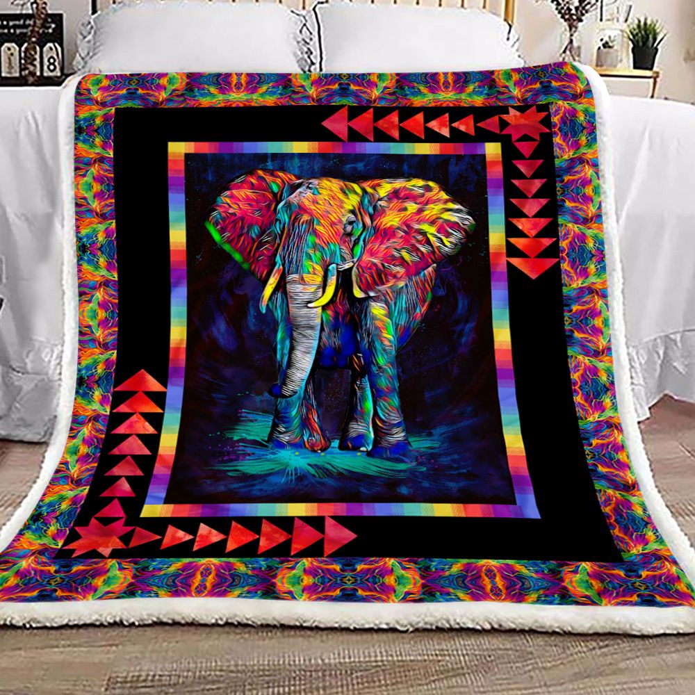Elephant Colorful Fleece Blanket