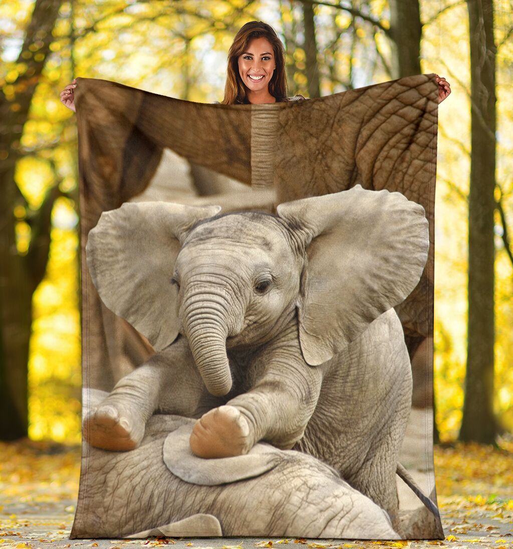 Elephant Cute Baby Sherpa Fleece Blanket