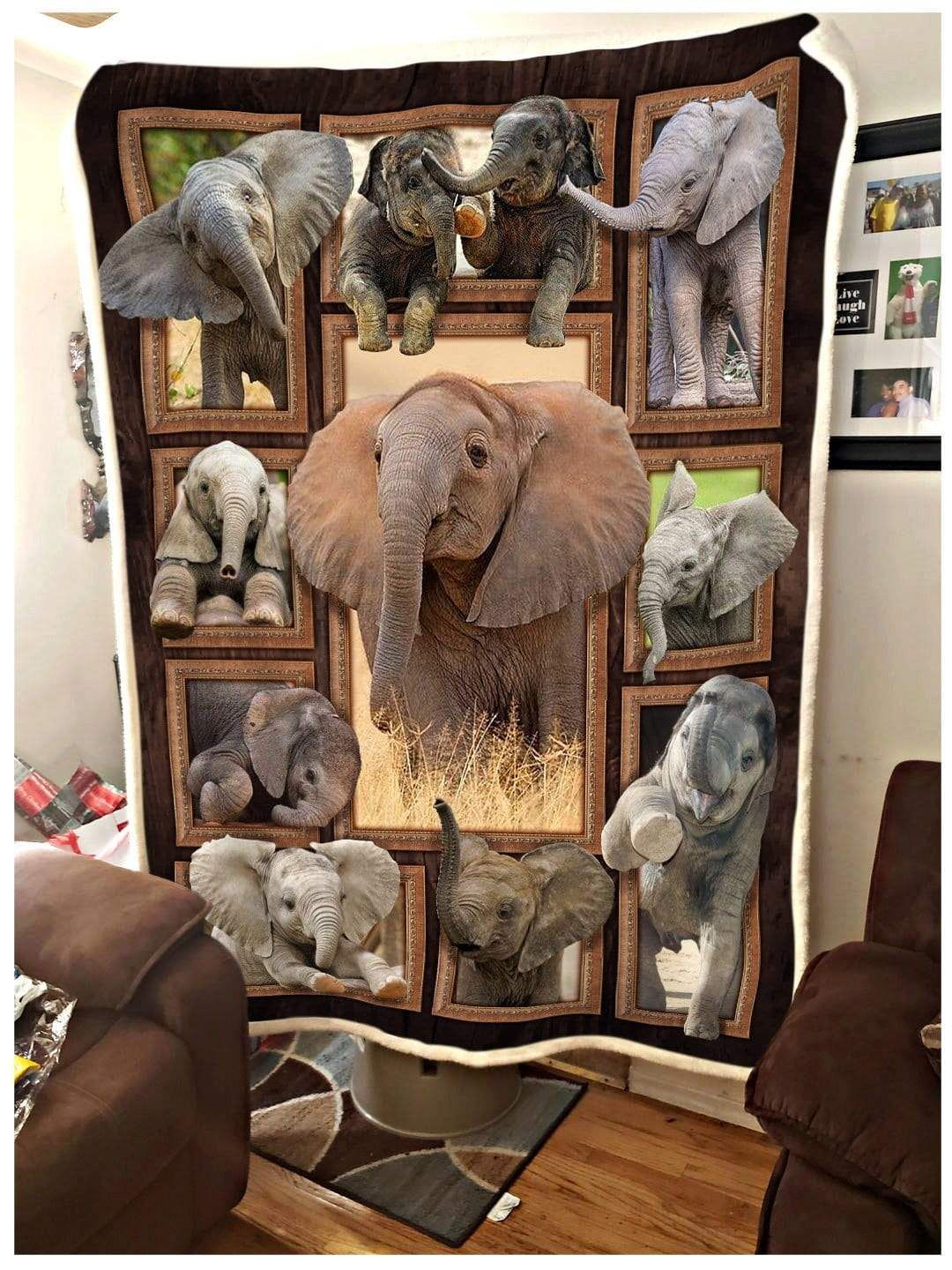 Elephant Cute Elephants Sherpa Fleece Blanket