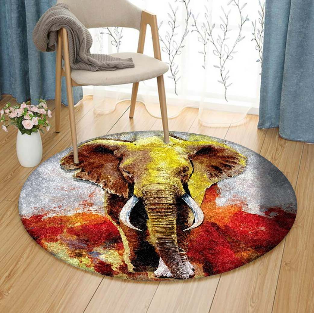 Elephant Round Carpet