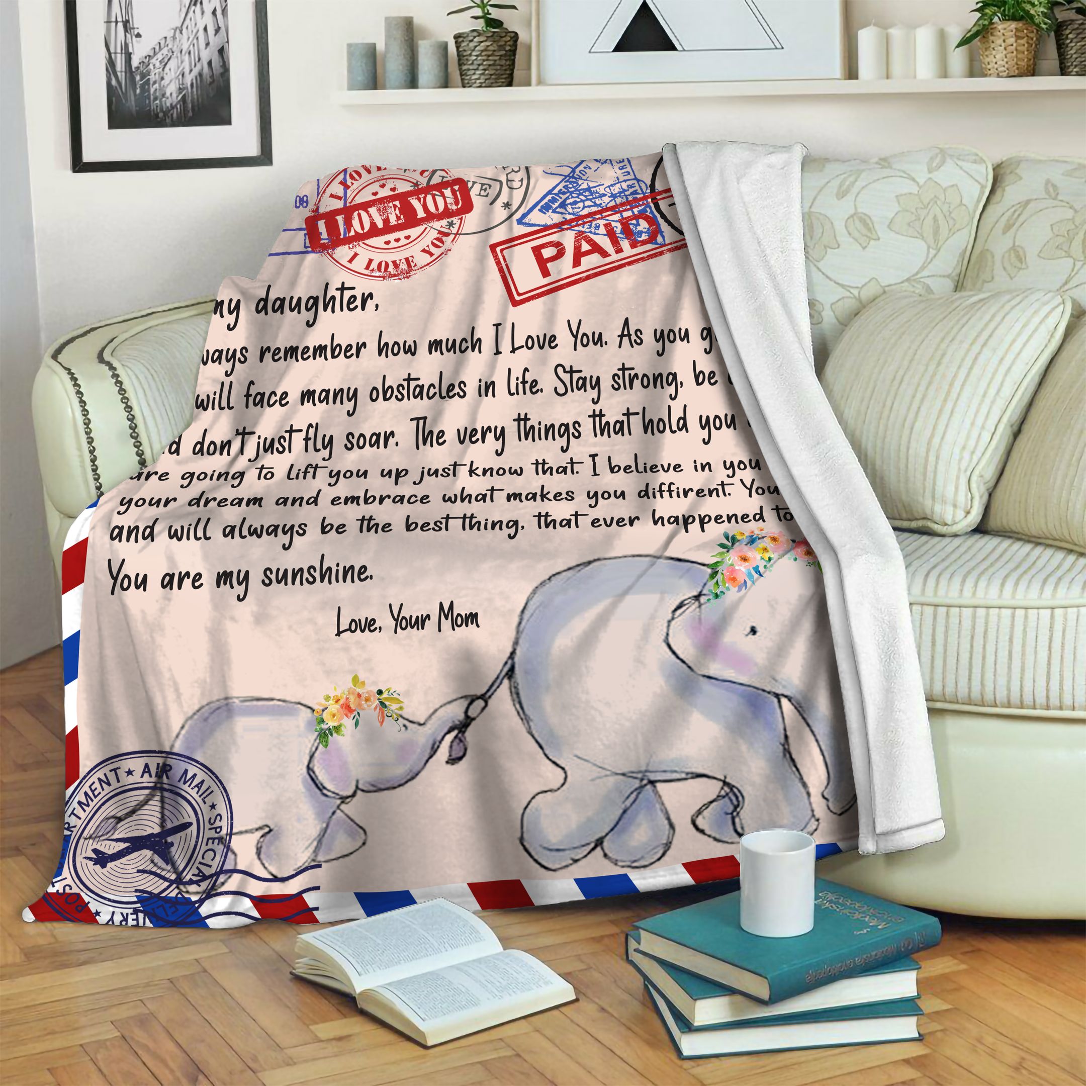 Elephant Daughter And Mom Fleece Blanket