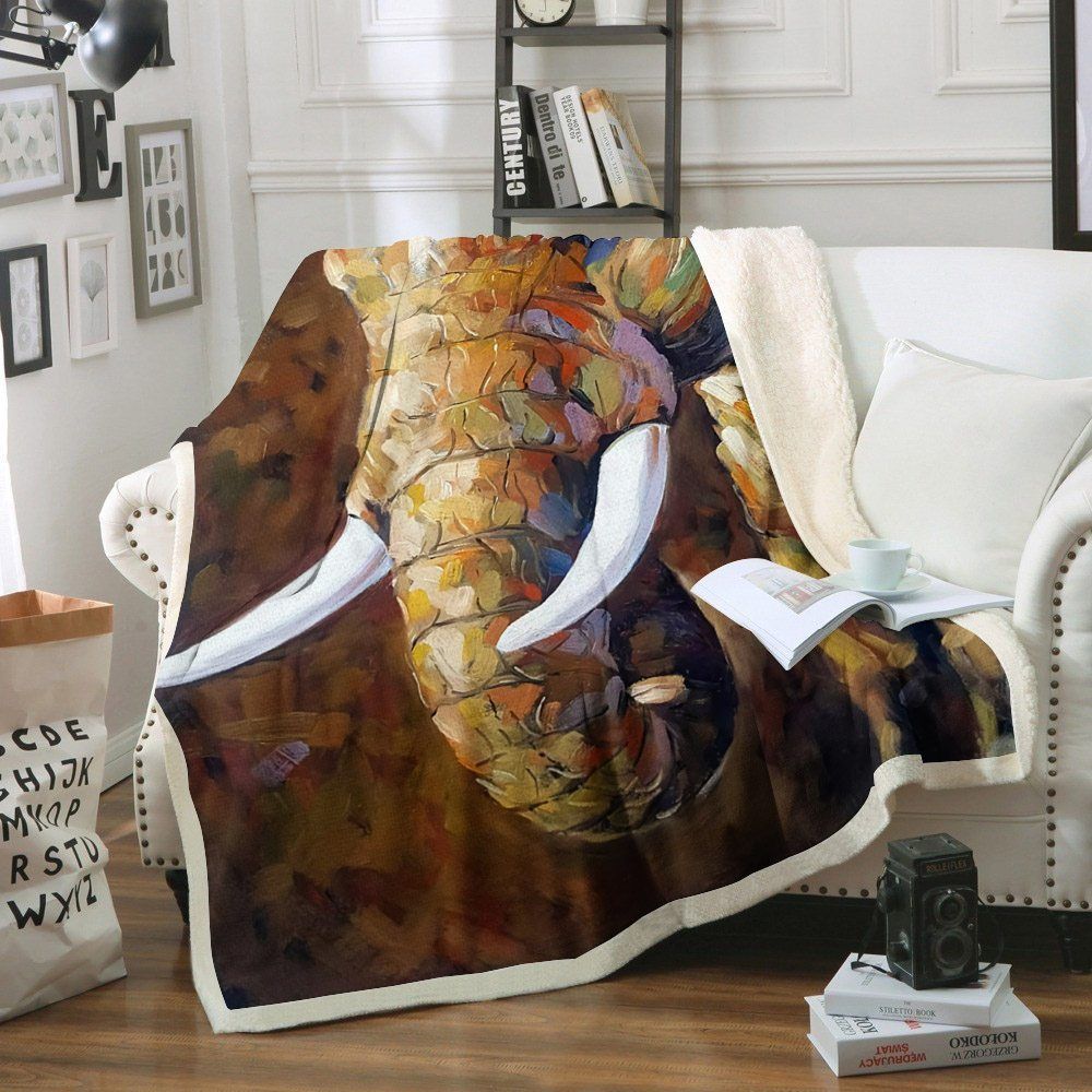 Elephant Sherpa Fleece Blanket