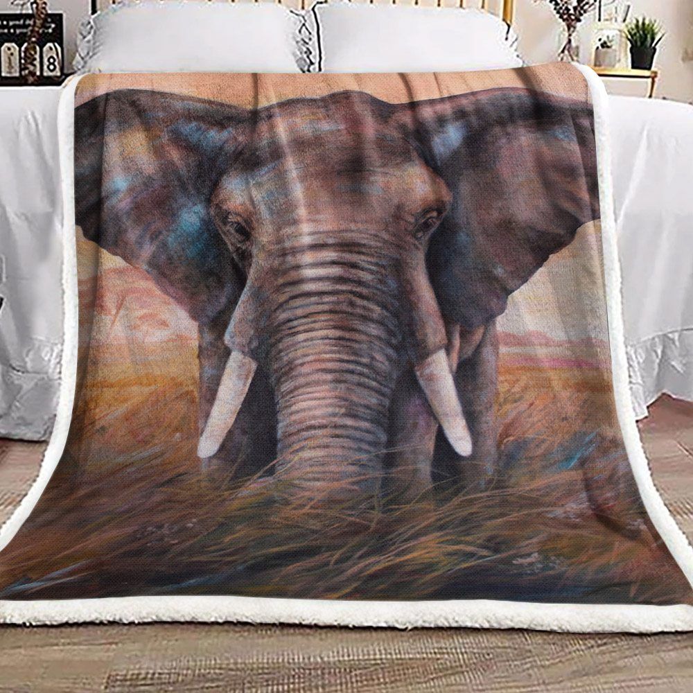 Elephant Sherpa Fleece Blanket