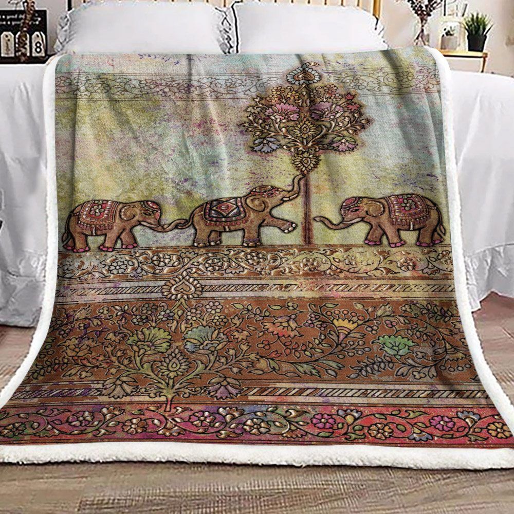 Elephant Sherpa Fleece Blanket