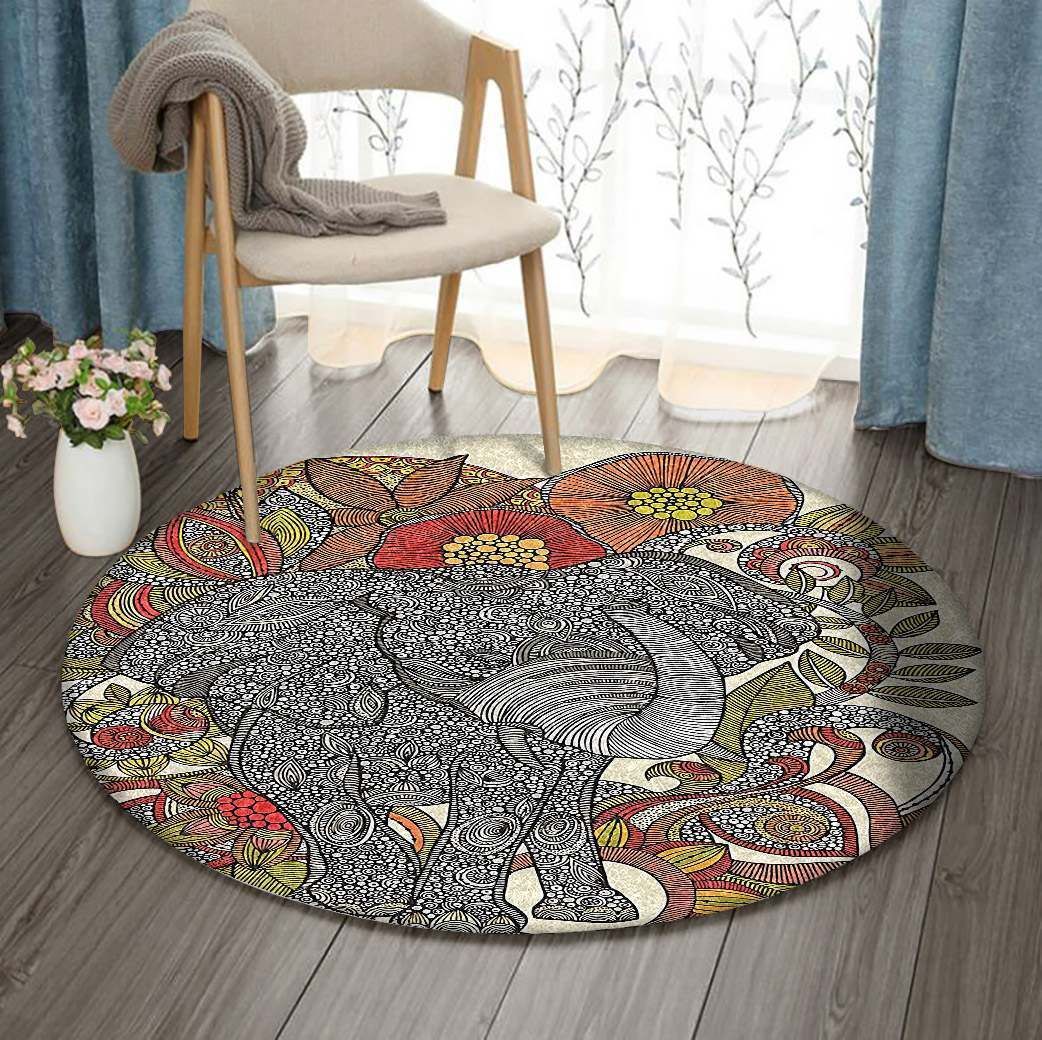 Elephant Round Carpet