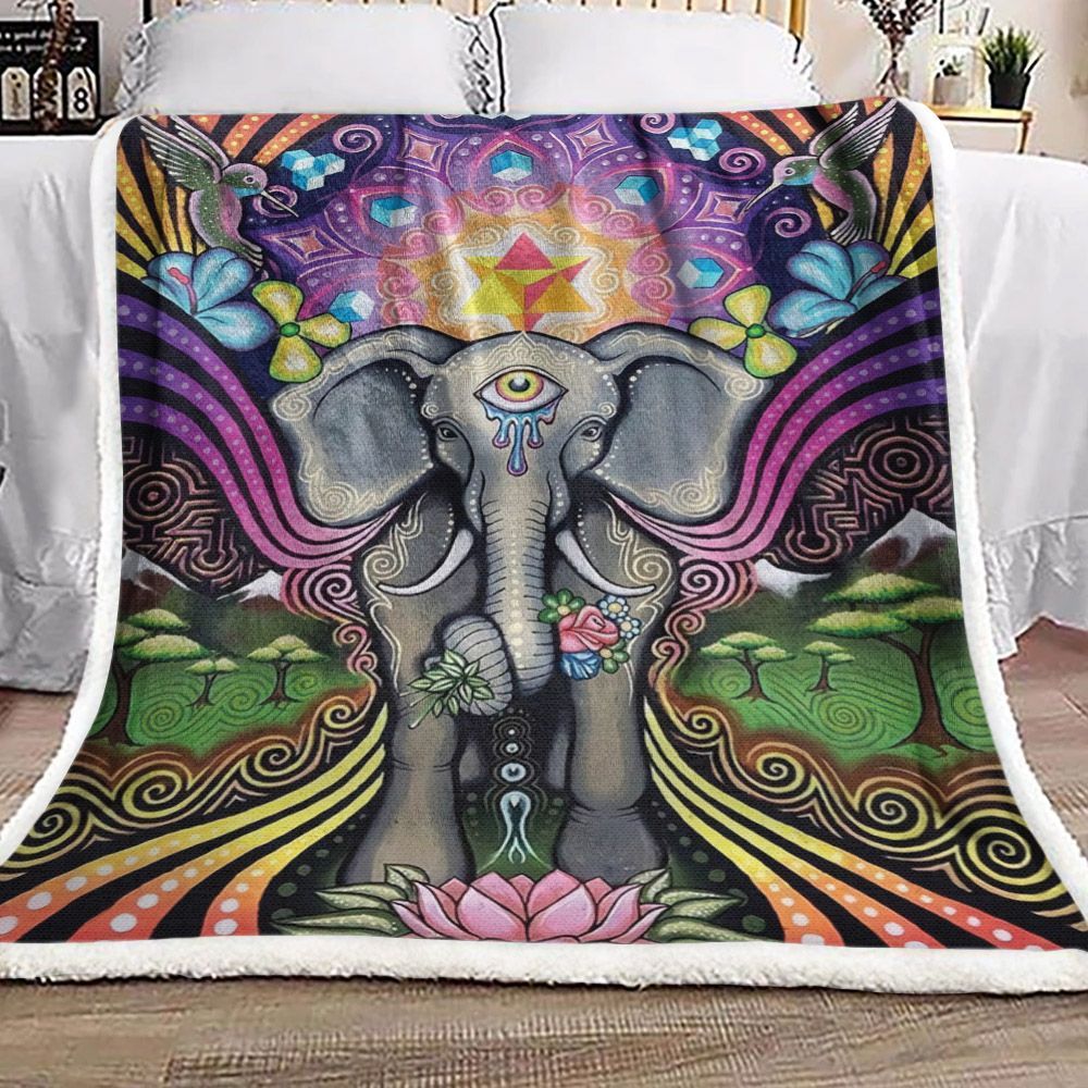 Elephant Sherpa Fleece Blanket